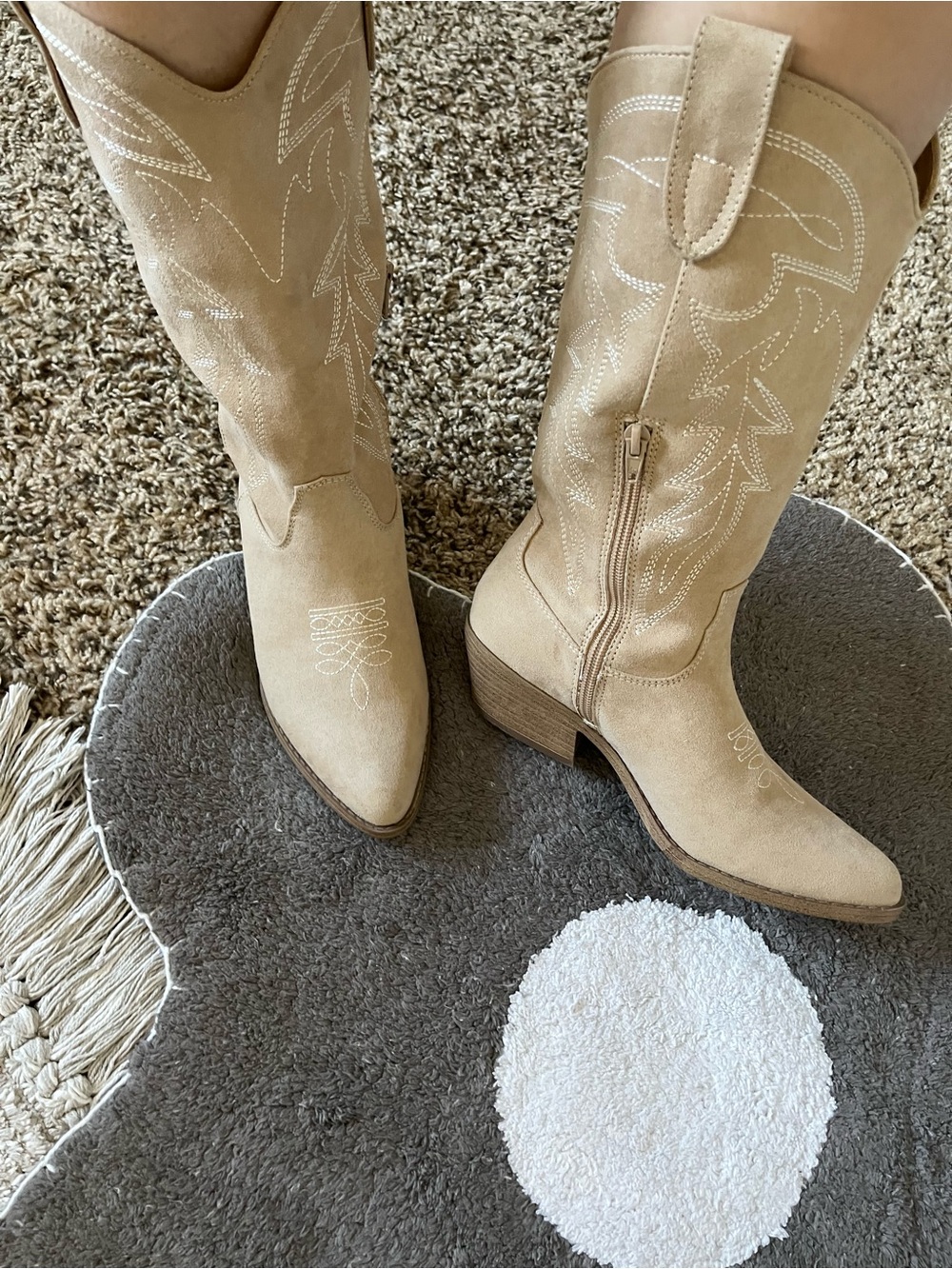 NOBO Tan Suede Western Mid-Calf Heeled Boots